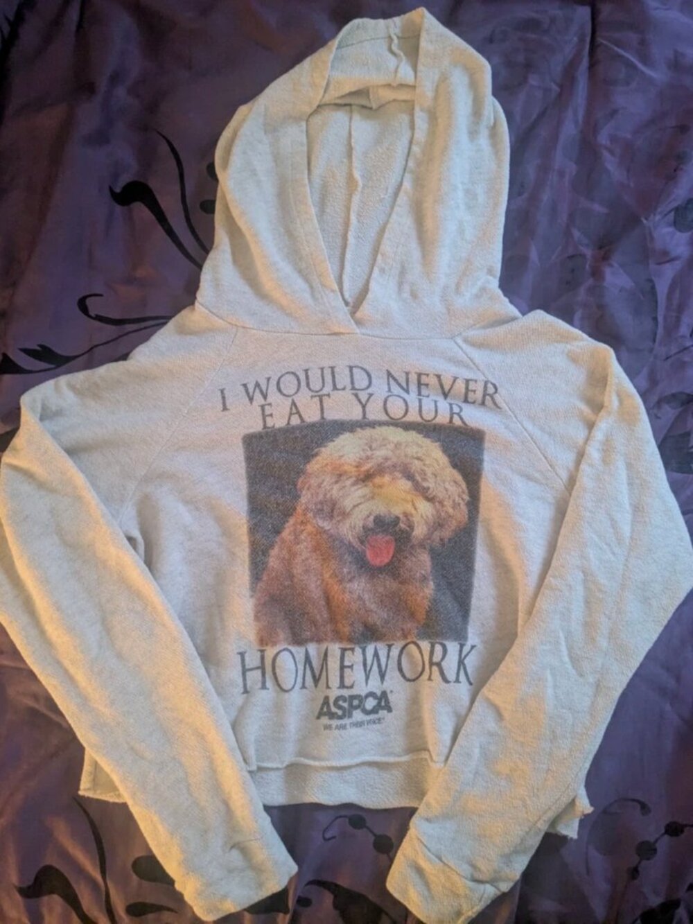 Forever 21 Size Small White Crop Top Long Sleeve ASPCA Hoodie